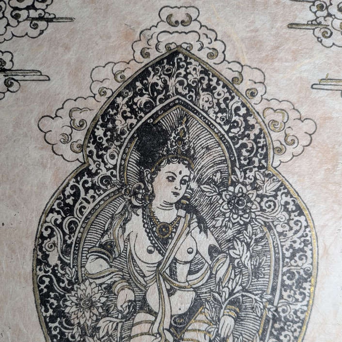 Grabado Nepal Papel Lokta c.1972