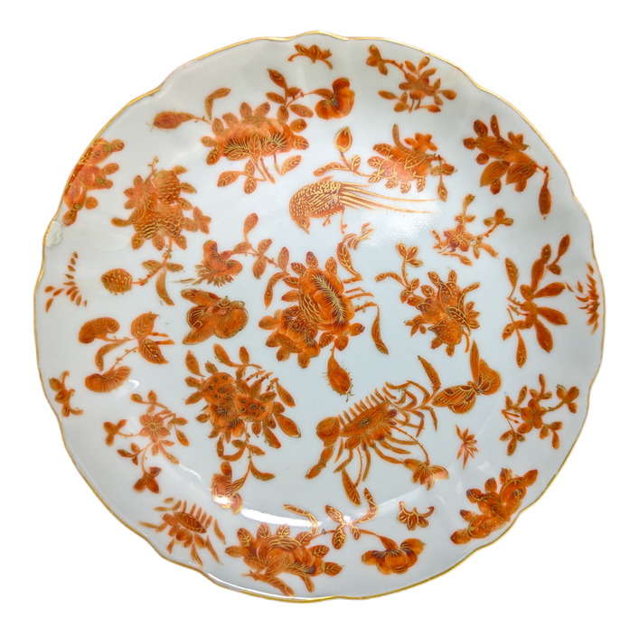 Plato Chino de Cantón "sacred bird and butterfly" mediados s.XIX