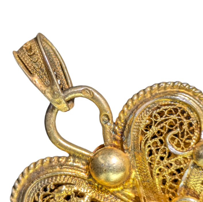 LOTE000781_03-1.png Gran Colgante 8cm filigrana plata dorada, Corazón de Viena, Portugal c.1900