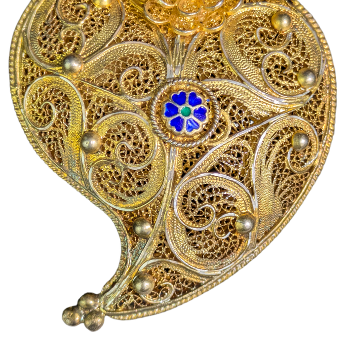LOTE000781_06-1.png Gran Colgante 8cm filigrana plata dorada, Corazón de Viena, Portugal c.1900