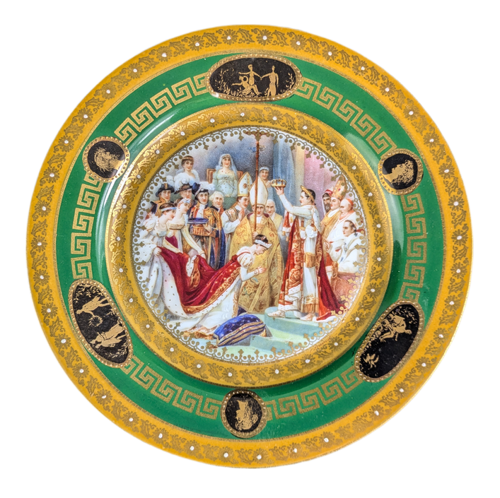 Plato de porcelana Royal Vienna, Austria, Coronación de Napoleón según David