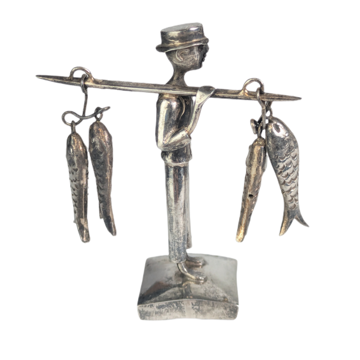 Figura de pescador de plata de exportación de Indonesia