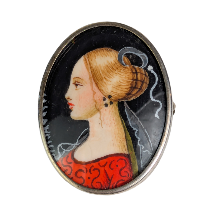 Broche de plata con retrato femenino, Florencia, Italia c.1900