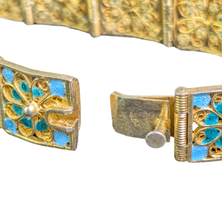LOTE000800_03-1.png Brazalete de plata Italiana de Génova con vermeill y esmaltes c.1900