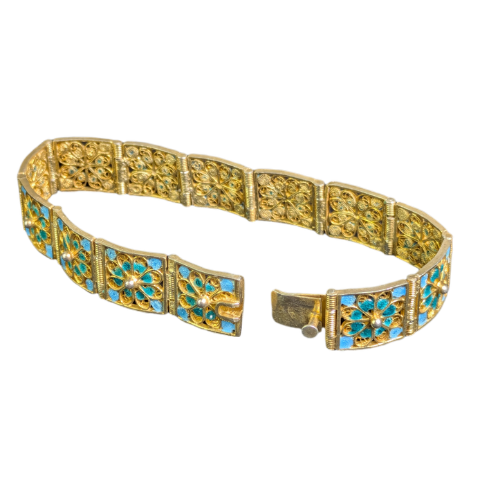 LOTE000800_04-1.png Brazalete de plata Italiana de Génova con vermeill y esmaltes c.1900