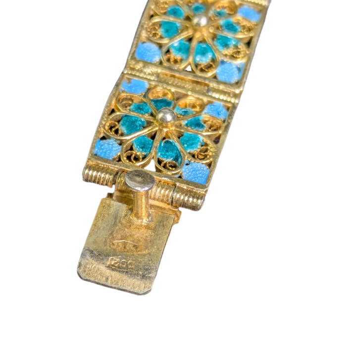 LOTE000800_05-1.png Brazalete de plata Italiana de Génova con vermeill y esmaltes c.1900