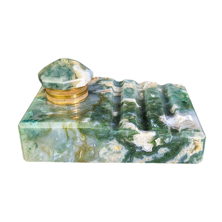 LOTE000819_05-1.png Tintero francés de ágata Verde Musgosa s.XIX